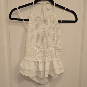 White Crochet Halter Top